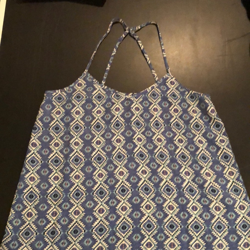 blue patterned tank top